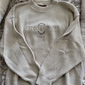 Field & Stream Cream Waffle Knit Crewneck Sweater